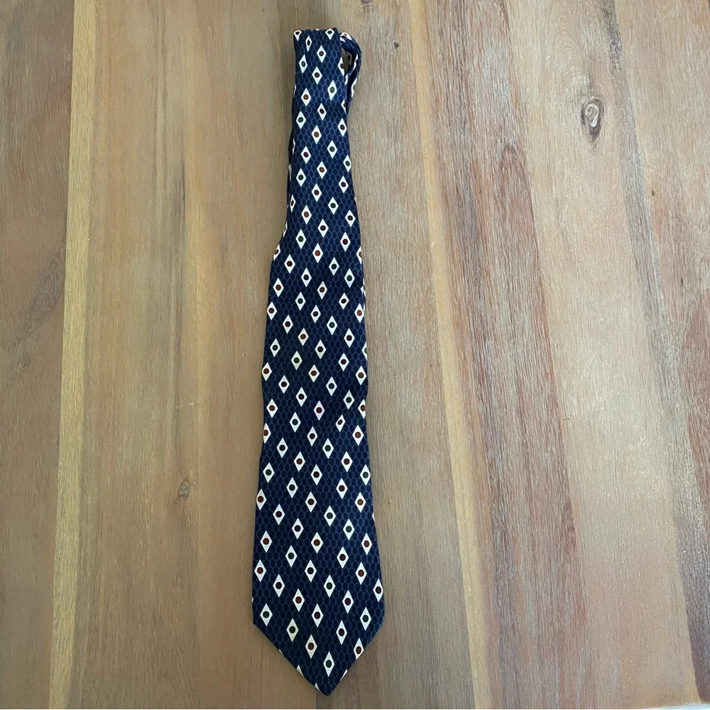 Men's Navy Patterned Robert Stewart Silk Tie